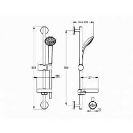 B9501AA IDEALRAIN SOFT S1 Душевой гарнитур, состоящий из 1-функциональной лейки Ø80 мм, ограничение потока 8 л/мин