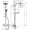 27268000 Crometta S 240 1jet Showerpipe, EcoSmart, 9 л/мин, душевая система для душа с термостатом