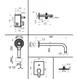 TEVIS Промо-комплект встраиваемый для ванны, хром