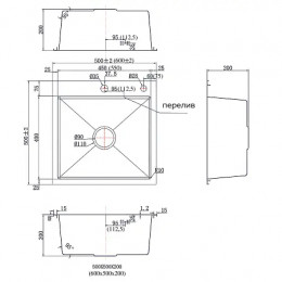 AZARIO кухонная мойка MIA (500*500*200) нержавеющая сталь серебро (сифон)