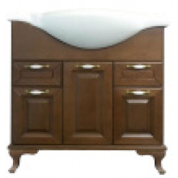 Комплект Пандора Тумба 800 темный орех (массив Бук) с раковиной Классик 800 (2 места)