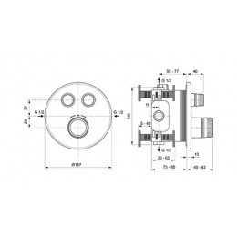 A7296AA CERATHERM NAVIGO Встраиваемый термостатический смеситель для душа, комплект №2