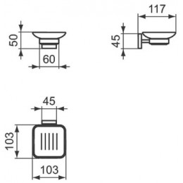 E2201AA IOM Square Мыльница с держателем, матовое стекло, с крепежом