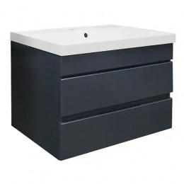 Комплект Тумба Эстима 70/2 подвесная с раковиной Астория 70 Графит