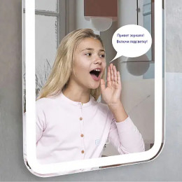 AZARIO зеркало Мальта-VOICE 550х800 голос.управление, подогрев, сенс. выключатель