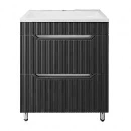 Комплект Тумба HARMONIA 60/2Н ГРАФИТ напольная с раковиной ЛЮНОКС 60