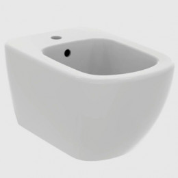 T3552V1 TESI Silk White (Белый шёлк) Подвесное биде, с отверстием под смеситель, с отверстием перелива, с крепежом TT0299598
