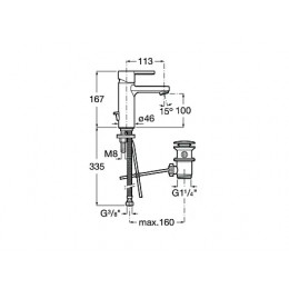 NAIA Смеситель для раковины с донным клапаном (coldstart)