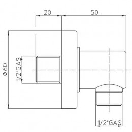 ZEN Водорозетка из латуни с фланцем 1/2x1/2 M, цвет хром