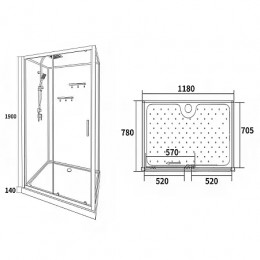 CS-3010TM/W-120L Душ. Кабина 1200x8000x2150 поддон 14 см