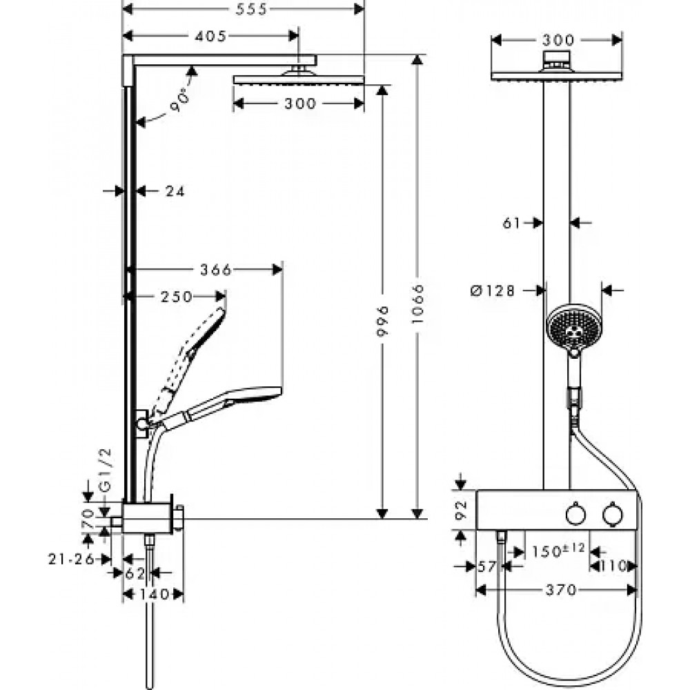 27361000 Raindance E 300 1jet Showerpipe 350 ST