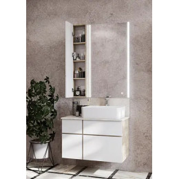 Мишель 23 Модуль для зеркала Дуб Эндгрейн/Белый