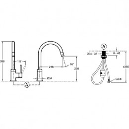 E23308-CP EDOUARD Смеситель для кухни c вытяжным изливом, хром