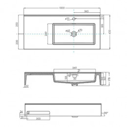 Квадро Про 100 Раковина правая
