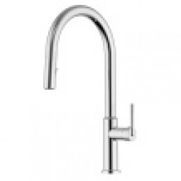 Смеситель выдвижной для кухни алмазная текстура, хром