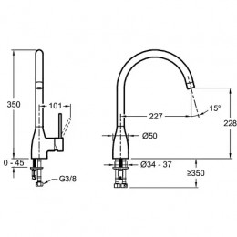 E23303-CP MARIETTE Смеситель для кухни, хром