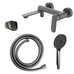 Alanti Cмеситель для ванны с ручным душем, серый графит