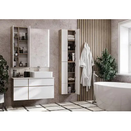 Мишель 43 Модуль для зеркала Дуб Эндгрейн/Белый