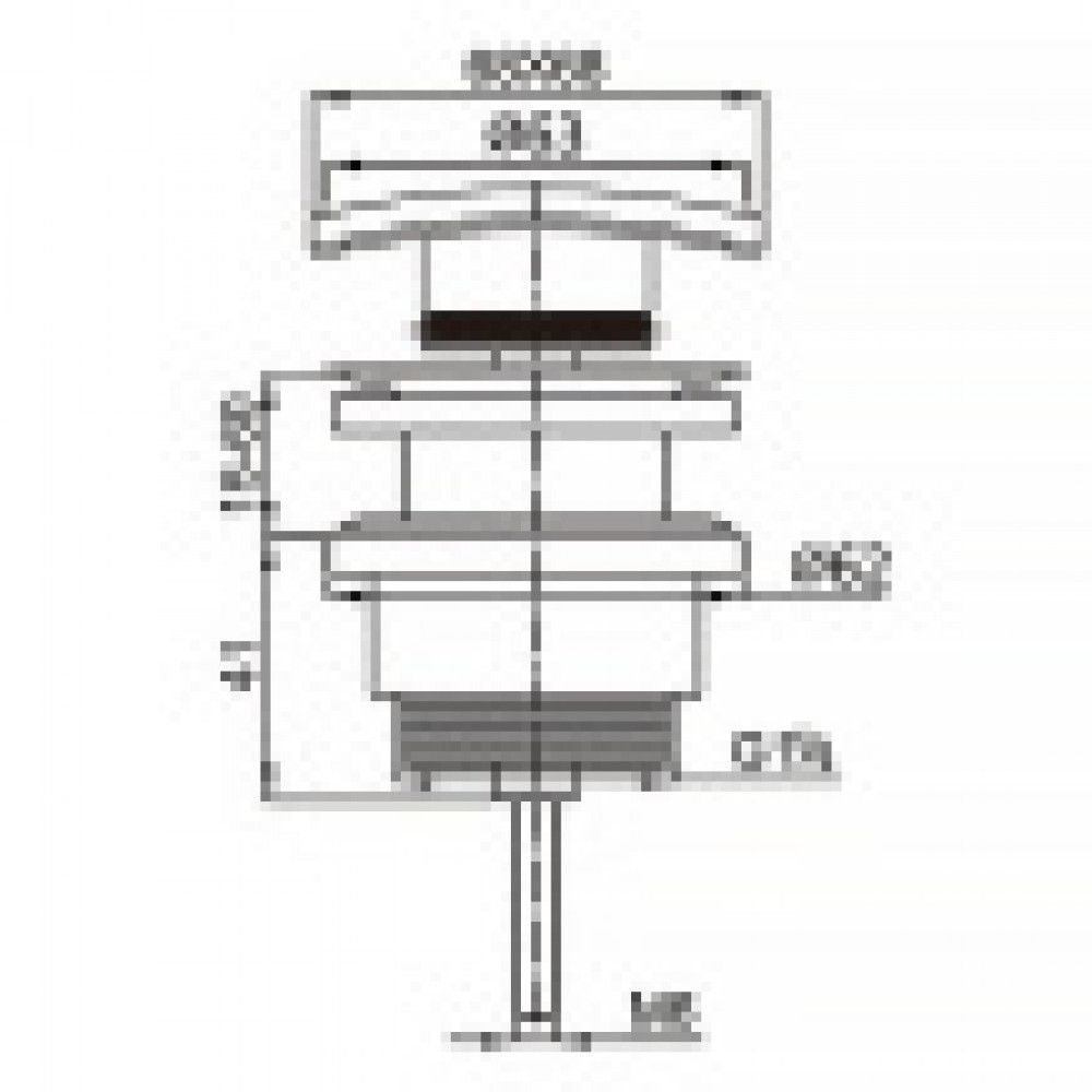 Донный клапан для умывальника G 1 1/4 латунь, квадрат, ЧЕРНЫЙ, матовый, CLIC-CLAC, блистер, AZARIO