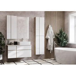 Мишель 43 Модуль для зеркала Дуб Эндгрейн/Белый