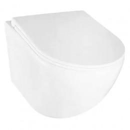 BONELLE Унитаз подвесной безободковый с сиденьем микролифт, смыв ТОРНАДО. Размер 490x345x350 мм (1 место)