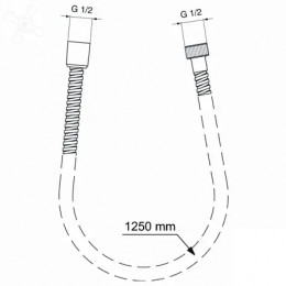 BF125AA METALFLEX Металлический шланг для душа 1250 мм, подсоединение G1/2", устойчивость к давлению до 5 атм, прочность до 50 кг