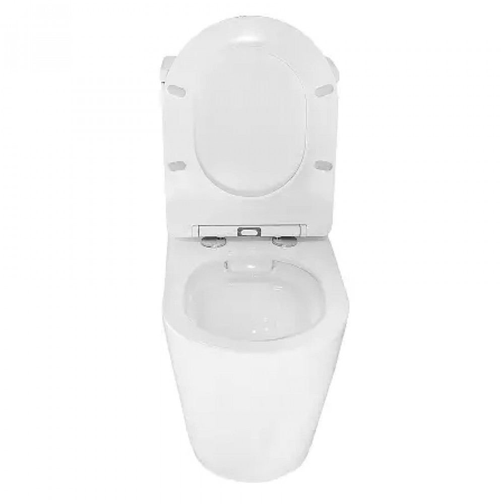 Prime Унитаз напольный безободковый моноблок, сиденье микролифт. Размер: 640*370*760mm (2 места)