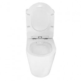 Prime Унитаз напольный безободковый моноблок, сиденье микролифт. Размер: 640*370*760mm (2 места)