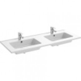 EXVA112-00 OLA Керамическая раковина столешница с двумя чашами, 120 см, подходит к мебели TOLBIAC, белый