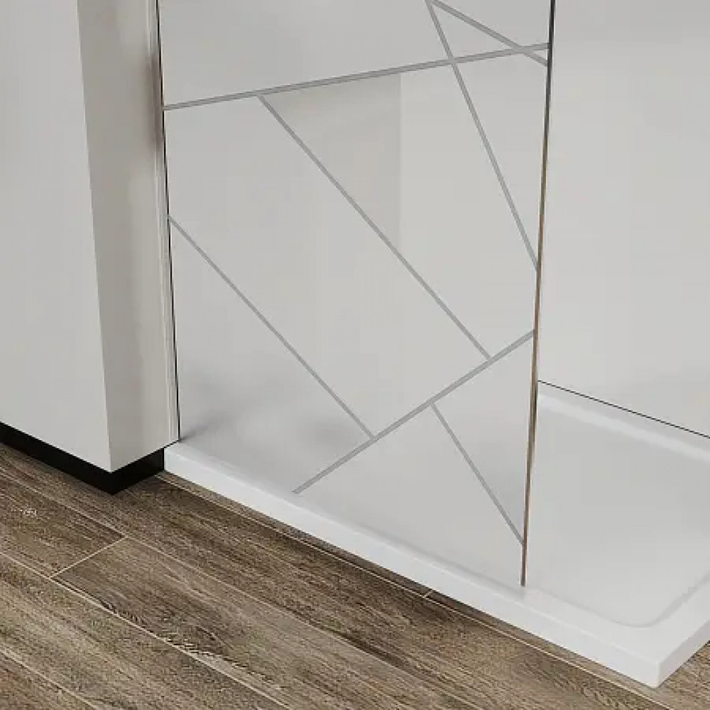 AZ-271-100-CH-CGP Душевая перегородка Walk-in, 100x195-CH-CGP, в рамке, Графический принт 8 мм, профиль хром