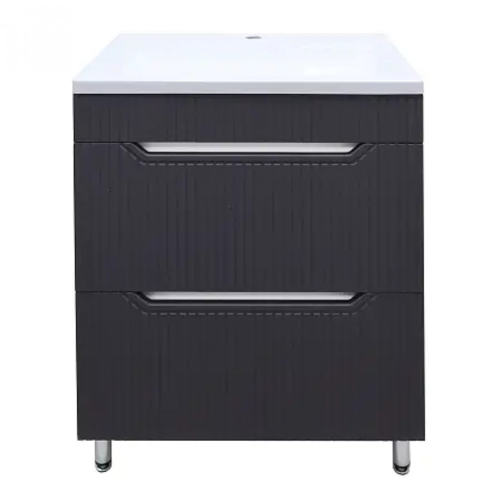 Комплект Тумба HARMONIA 60/2Н ГРАФИТ напольная с раковиной ЛЮНОКС 60