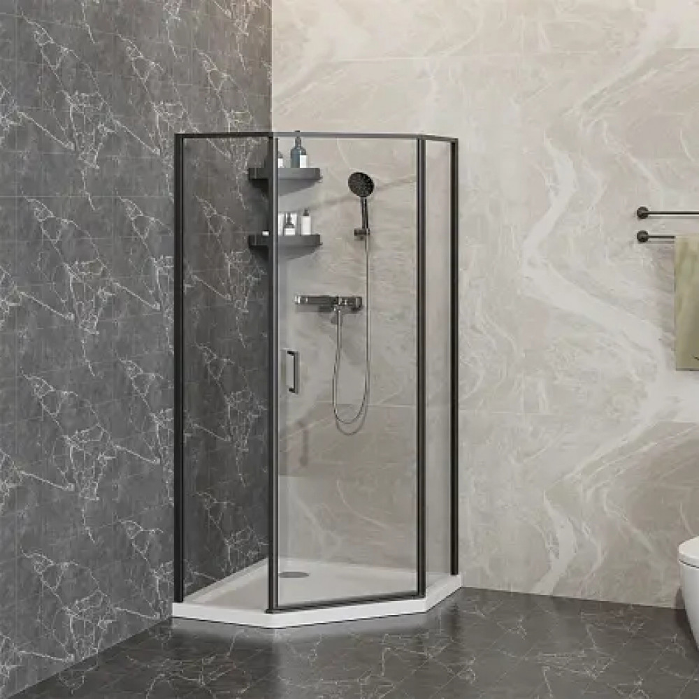 AZ-21C-100-MB-CL Душевое ограждение SAKURA DIA-100х100х195-MB-CL, прозрачное стекло 6 мм, профиль матовый черный