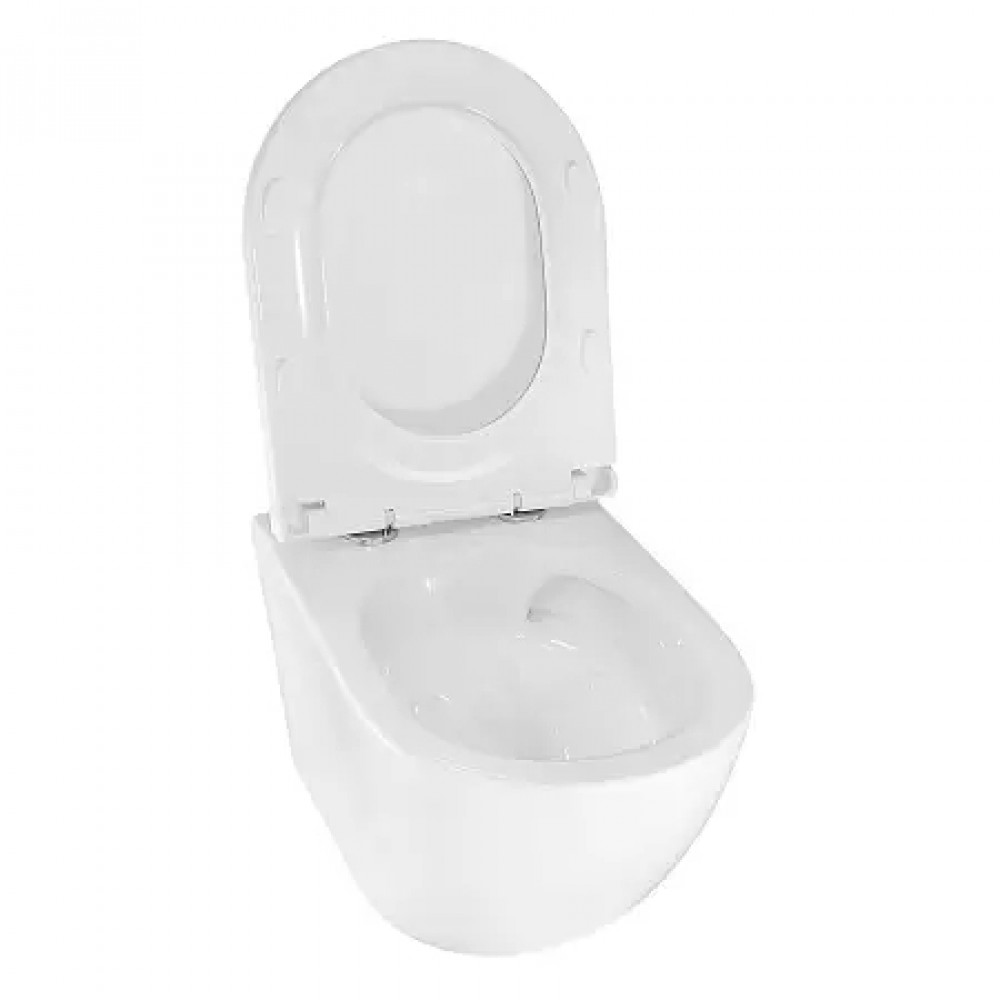 BONELLE Унитаз подвесной безободковый с сиденьем микролифт, смыв ТОРНАДО. Размер 490x345x350 мм (1 место)