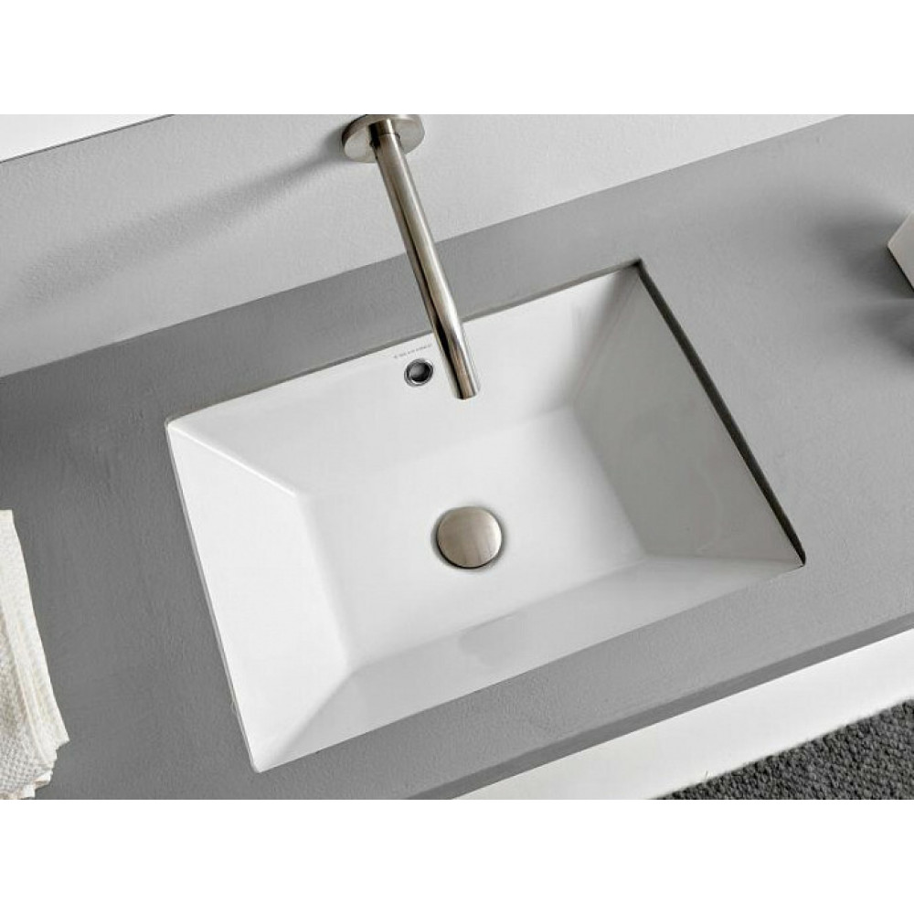 Раковина, Scarabeo, Teorema 2.0, шгв 450*360*170, отверстия для смесителя-отсутствуют, цвет-белый