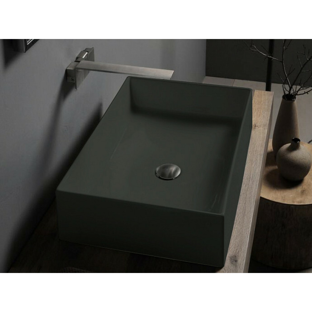 Раковина, Scarabeo, Teorema 2.0, шгв 600*400*140, отверстия для смесителя-отсутствуют, BIOKER, цвет-Ardesia