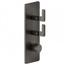 Смеситель для душа, Gessi, Inciso Bath&Shower, на 2 потребителя, цвет-Black Metal Brushed PVD