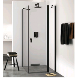 Боковая стенка, Huppe, Design Pure, шв 800*2000, черный матовый, цвет стекла-прозрачный