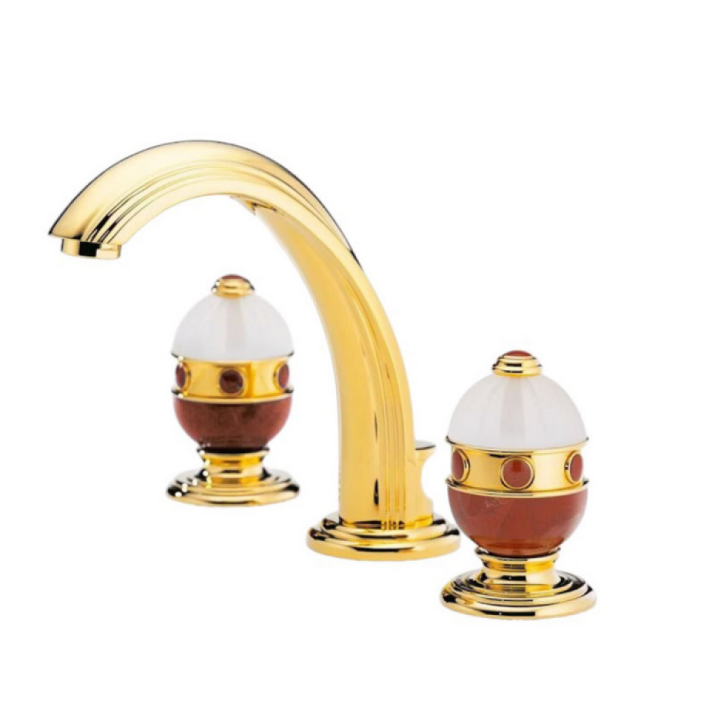 Смеситель для раковины, THG, Cheverny red Jasper, цвет-PVD матовая латунь/jasper