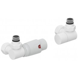 Терморегулятор, Сунержа, 3D, автоматический, G 1/2" НР х G 3/4" НГ, набор, левый, цвет-белый матовый