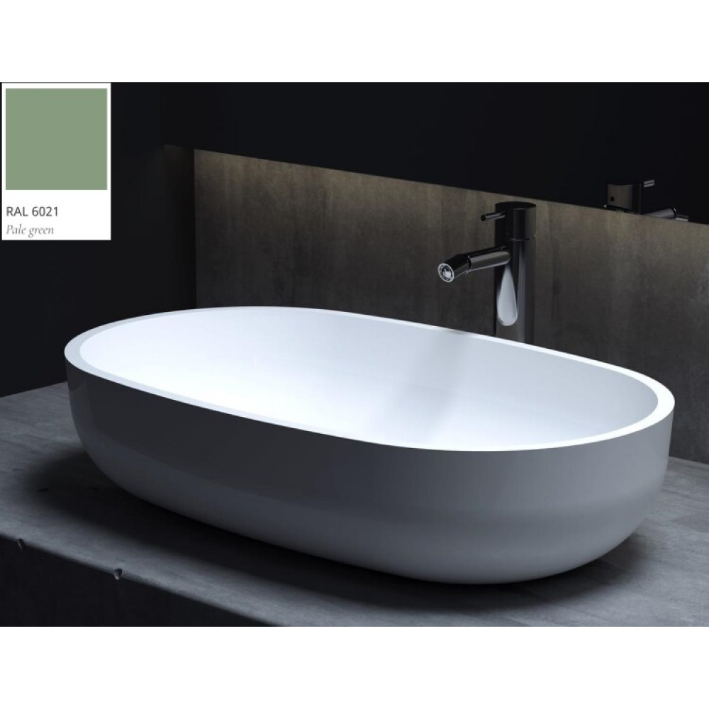 Раковина, Salini, Gloria, шгв 640*385*145, отверстия для смесителя-отсутствуют, цвет-внутри и снаружи-RAL6021 матовый