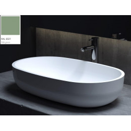 Раковина, Salini, Gloria, шгв 640*385*145, отверстия для смесителя-отсутствуют, цвет-внутри и снаружи-RAL6021 матовый