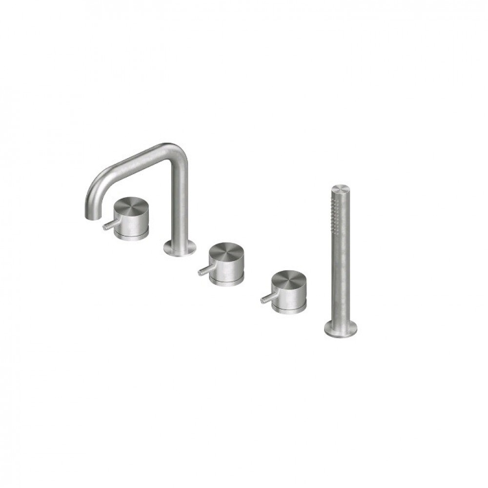 Смеситель для ванны и душа, Quadro design, Source, цвет-сталь брашированная