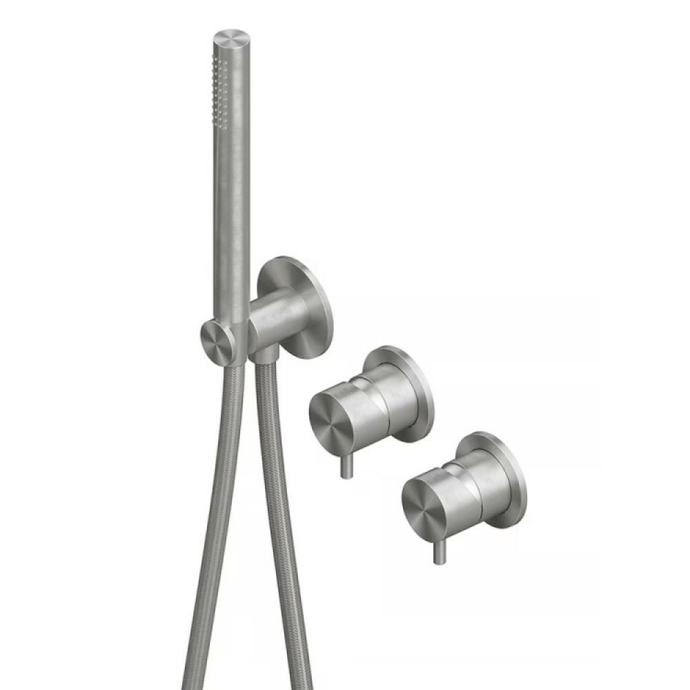 Смеситель для душа, Quadro design, Source/Ottavo, на 2 потребителя, цвет-сталь брашированная