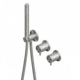 Смеситель для душа, Quadro design, Source/Ottavo, на 2 потребителя, цвет-сталь брашированная