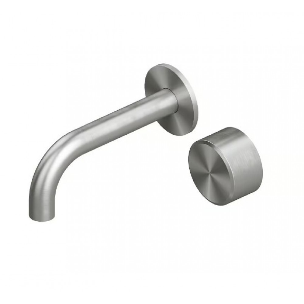 Смеситель для раковины, Quadro design, Stereo, цвет-сталь брашированная