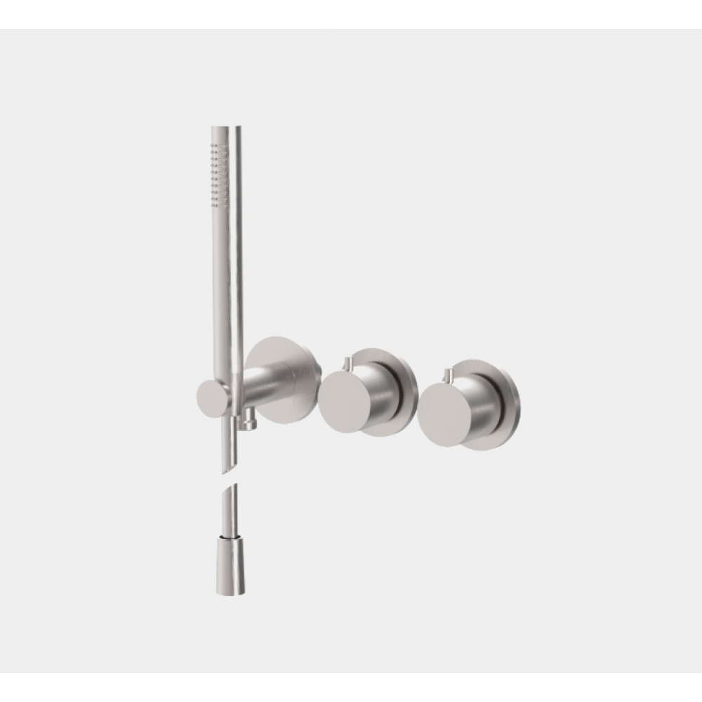 Смеситель для душа, Fima Carlo Frattini, Spillo Steel, на 2 потребителя, цвет-сталь нержавеющая