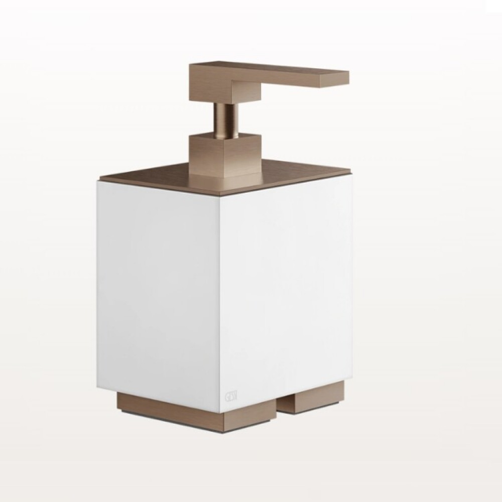 Дозатор для жидкого мыла, Gessi, Rettangolo, шгв 105*118*193, цвет дозатора-Copper Brushed PVD/белый