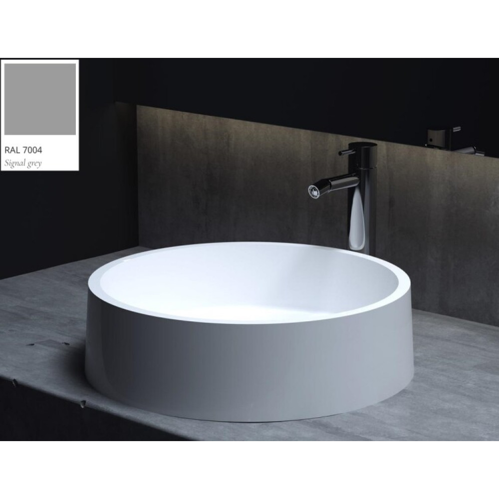 Раковина, Salini, Gloria, шгв 440*440*125, отверстия для смесителя-отсутствуют, цвет внутри и снаружи-RAL7004 матовый