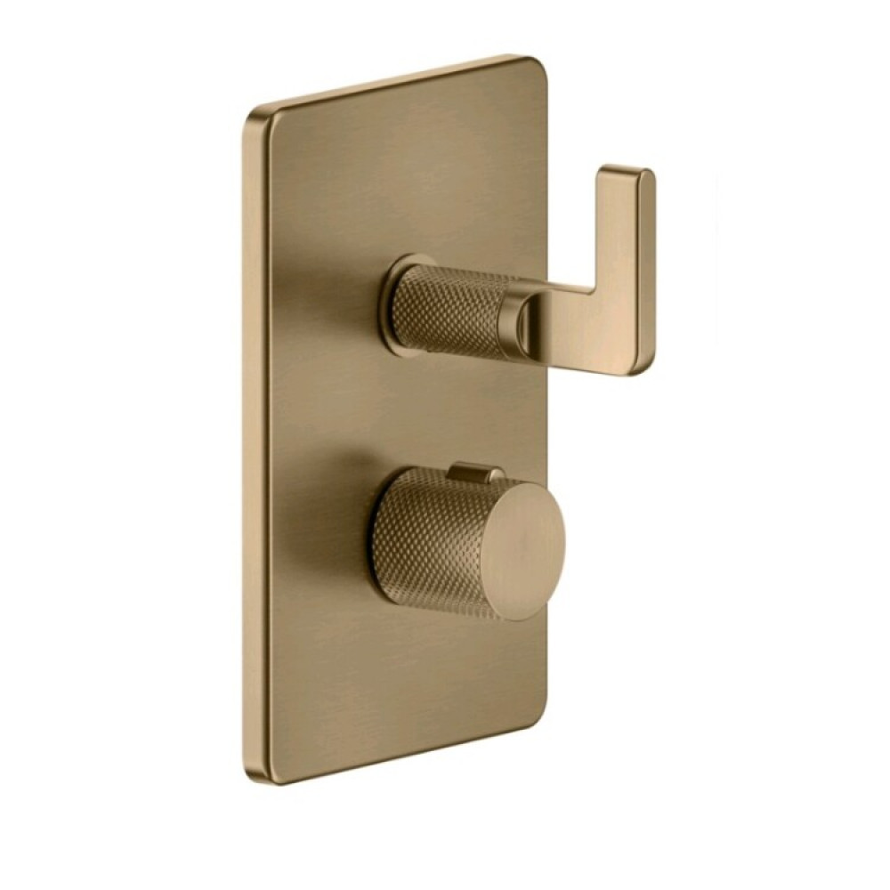 Смеситель для душа, Gessi, Inciso Bath&Shower, на 3 потребителя, цвет-Warm Bronze Brushed PVD