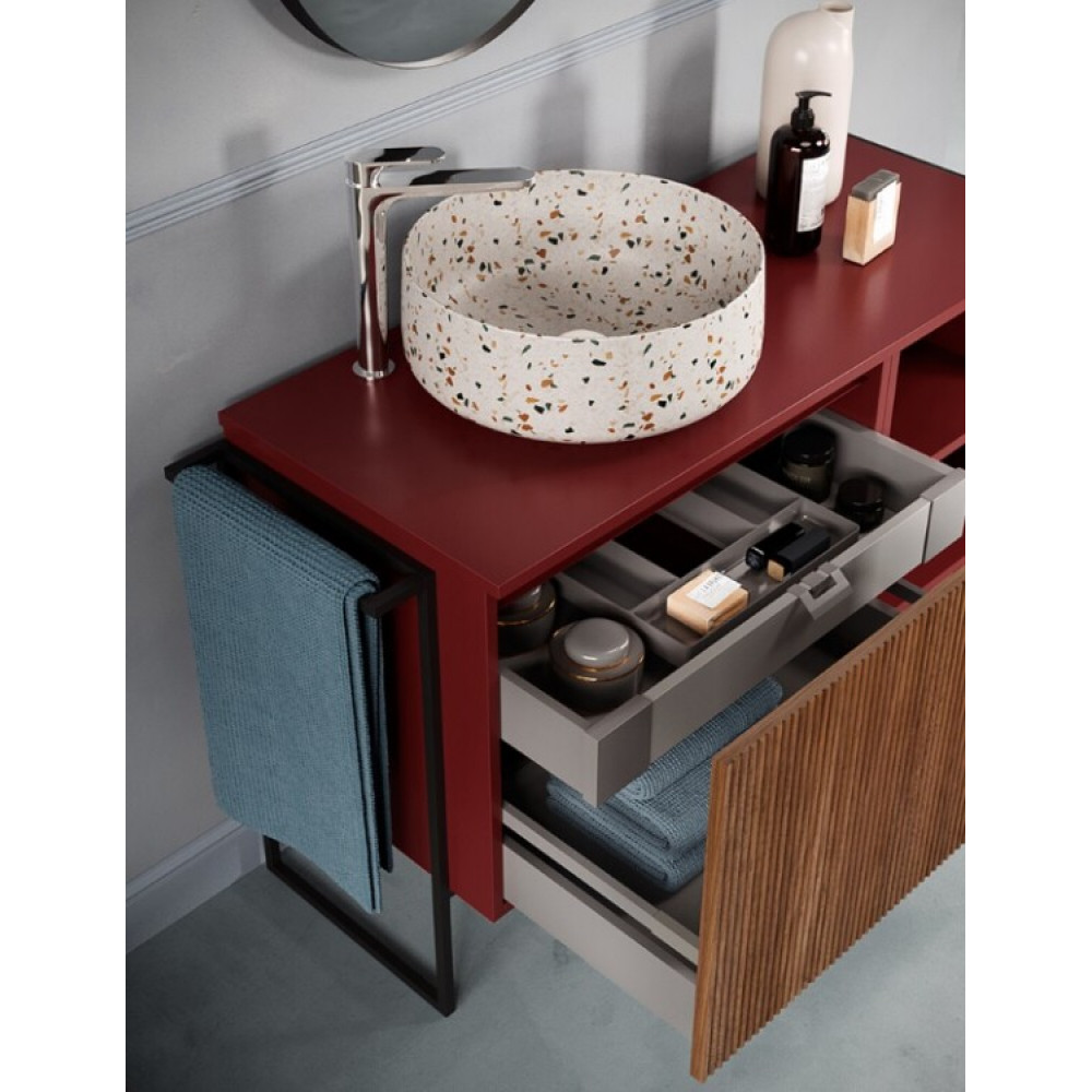 Столешница, Artceram, Relax, шгв 1100*460*15, вырез под раковину-1 слева, отверстие под смеситель-1 слева, цвет-bordeaux matt